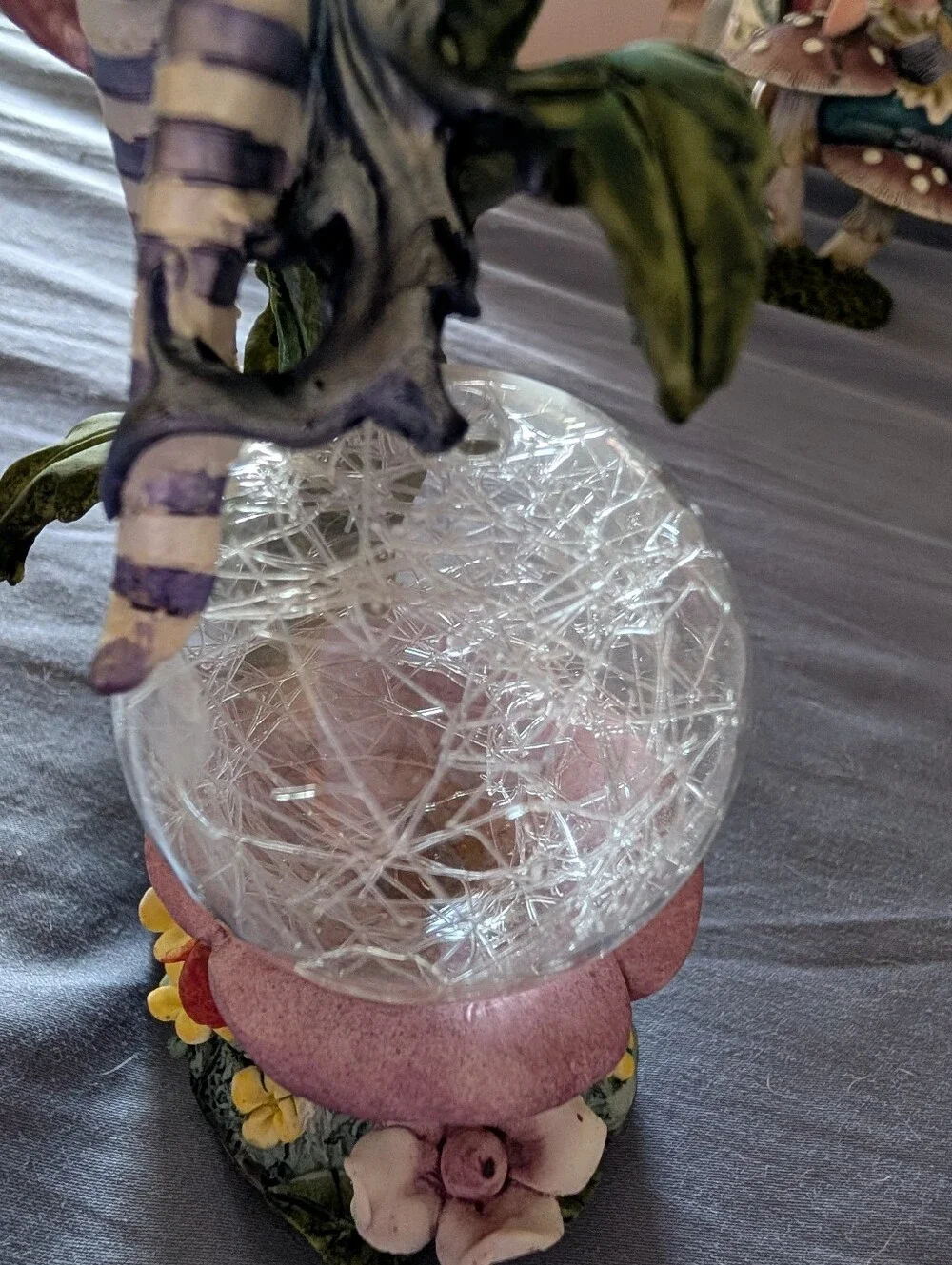 Gorgeous Gothic Fantasy Fairy Statue with Light-Up Crystal Orb